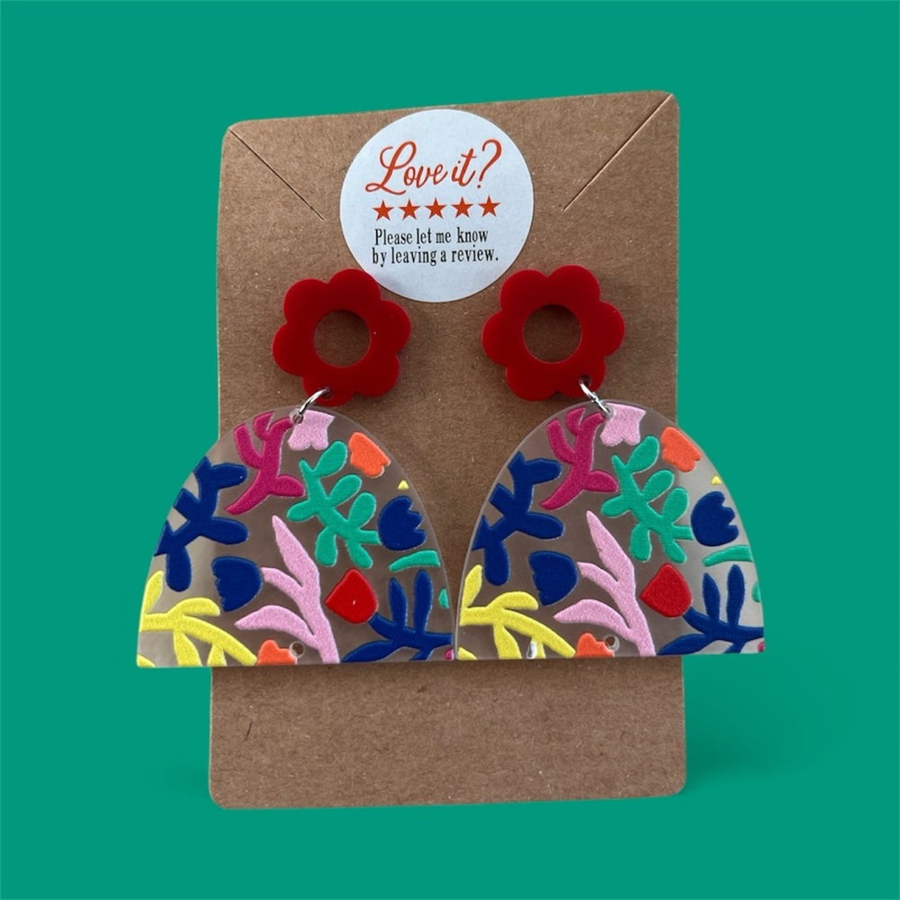 Colorful Floral Acrylic Painted Earrings